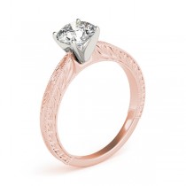 Floral Solitaire Engagement Ring 14k Rose Gold