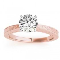 Floral Solitaire Engagement Ring 18k Rose Gold