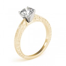 Floral Solitaire Engagement Ring 18k Yellow Gold