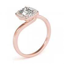 Emerald Bypass Halo Diamond Engagement Ring 14k Rose Gold (1.13ct)