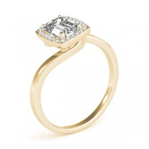 Emerald Bypass Halo Diamond Engagement Ring 14k Yellow Gold (1.13ct)