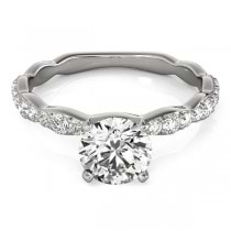 Solitaire Contoured Shank Diamond Engagement Ring 18k White Gold (0.33ct)
