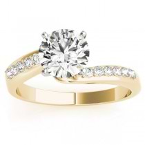 Diamond Pave Swirl Engagement Ring Setting 14k Yellow Gold (0.10ct)