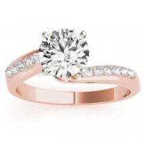 Diamond Pave Swirl Engagement Ring Setting 18k Rose Gold (0.10ct)