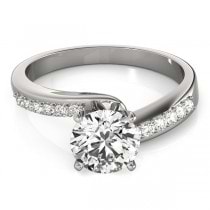Diamond Pave Swirl Engagement Ring Setting 18k White Gold (0.10ct)