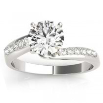 Diamond Pave Swirl Engagement Ring Setting Platinum (0.10ct)