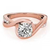 Solitaire Bypass Lab Grown Diamond Engagement Ring 18k Rose Gold (0.13ct)