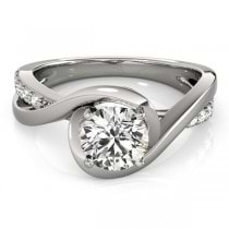 Solitaire Bypass Lab Grown Diamond Engagement Ring 18k White Gold (0.13ct)