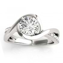 Solitaire Bypass Diamond Engagement Ring 18k White Gold (0.13ct)