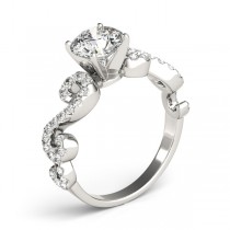 Round Designer Swirl Diamond Engagement Ring 18k White Gold (1.83ct)