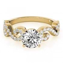 Round Designer Swirl Diamond Engagement Ring 18k Yellow Gold (1.83ct)