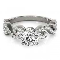 Round Designer Swirl Diamond Engagement Ring Palladium (1.83ct)