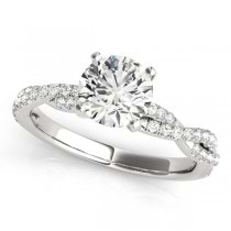 Diamond Twist Sidestone Accented Engagement Ring 18k White Gold (1.69ct)