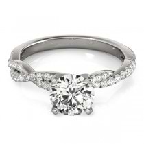 Diamond Twist Sidestone Accented Engagement Ring Palladium (0.19ct)