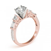 Round & Baguette Diamond Engagement Ring 18k Rose Gold (1.88ct)