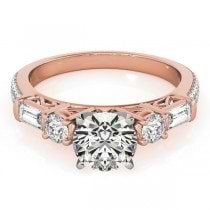 Round & Baguette Diamond Engagement Ring 18k Rose Gold (1.88ct)