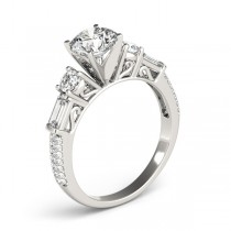 Round & Baguette Diamond Engagement Ring 18k White Gold (1.88ct)