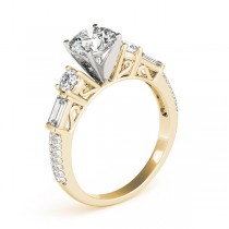 Round & Baguette Diamond Engagement Ring 18k Yellow Gold (1.88ct)