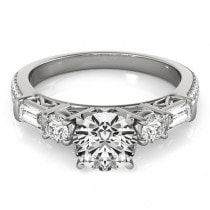 Round & Baguette Diamond Engagement Ring Palladium (1.88ct)