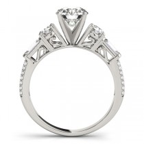 Round & Baguette Diamond Engagement Ring Platinum (1.88ct)