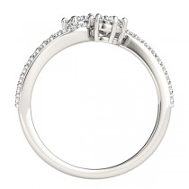 Diamond Accented Twisted Two Stone Ring 14k White Gold (1.25ct)