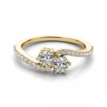 Diamond Accented Twisted Two Stone Ring 14k Yellow Gold (1.25ct)