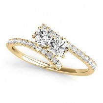 Diamond Tension Style Shank Two Stone Ring 14k Yellow Gold (0.75ct)