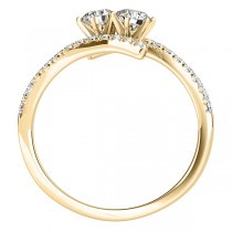 Diamond Tension Style Shank Two Stone Ring 14k Yellow Gold (0.75ct)