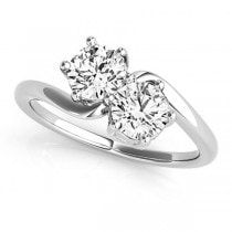 Diamond Solitaire Two Stone Ring 14k White Gold (1.00ct)