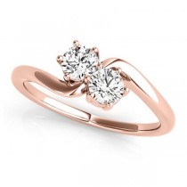 Diamond Solitaire Two Stone Ring 14k Rose Gold (0.50ct)