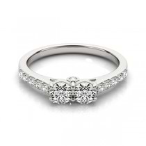 Diamond Two Stone Ring with Pave Sidestones 14k White Gold (1.25ct)