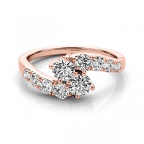 Diamond Accented Contoured Two Stone Ring 18k Rose Gold (2.00ct)