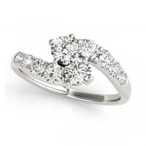 Diamond Accented Contoured Two Stone Ring 18k White Gold (2.00ct)