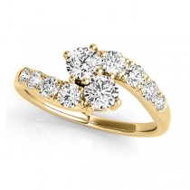 Diamond Accented Contoured Two Stone Ring 18k Yellow Gold (2.00ct)