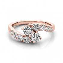 Diamond Accented Contoured Two Stone Ring 18k Rose Gold (1.25ct)