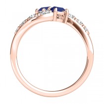 Blue Sapphire & Diamond Contoured Two Stone Ring 14k Rose Gold (2.00ct)