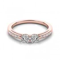 Diamond Accented Cathedral Two Stone Ring 14k Rose Gold (0.38ct)