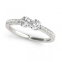 Diamond Accented Cathedral Two Stone Ring 14k White Gold (0.38ct)