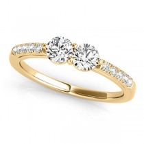 Diamond Accented Cathedral Two Stone Ring 14k Yellow Gold (0.38ct)
