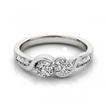 Diamond Accented Twised Two Stone Ring 14k White Gold (1.13ct)