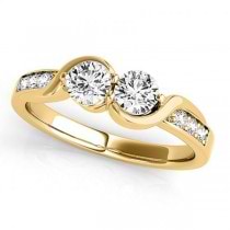 Diamond Accented Twised Two Stone Ring 14k Yellow Gold (1.13ct)