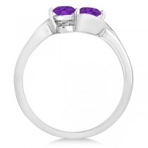 Amethyst Diamond Accented Twisted Two Stone Ring 14k White Gold (1.13ct)