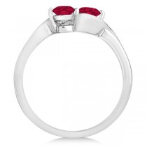 Ruby Diamond Accented Twisted Two Stone Ring 14k White Gold (1.13ct)