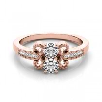 Diamond Butterfly Swirl Two Stone Ring 14k Rose Gold (0.34ct)
