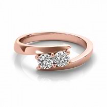 Diamond Solitaire Tension Two Stone Ring 18k Rose Gold (1.00ct)