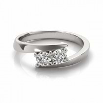 Diamond Solitaire Tension Two Stone Ring 14k White Gold (0.12ct)