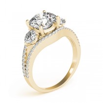 Diamond Split Shank Three Stone Engagement Ring 14k Yellow Gold (2.72ct)