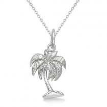 Silver Palm Tree Pendant Necklace in Sterling Silver