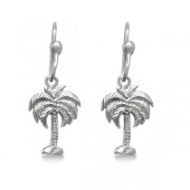 Dangling Drop Palm Tree Earrings Sterling Silver