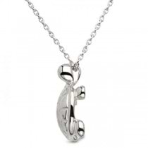 Women's Carved Sea Turtle Pendant Set in 925 Sterling Silver